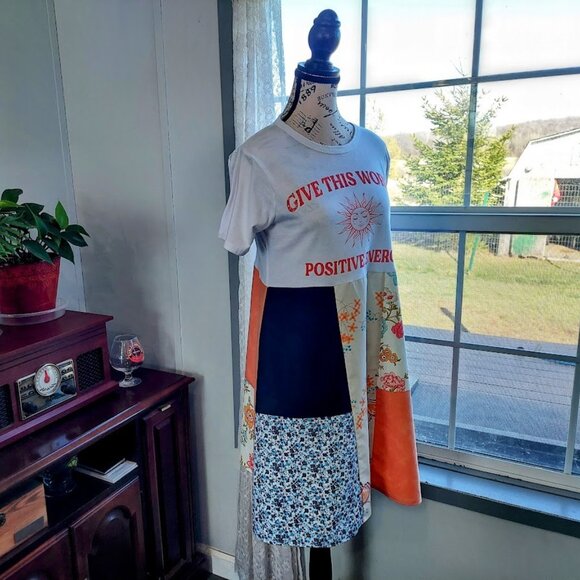Upcycled Positive Energy Tee Dress S M - Picture 9 of 11